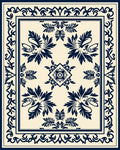 Classic Blue Cream Floral Medallion Rug