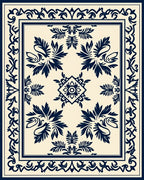 Classic Blue Cream Floral Medallion Rug