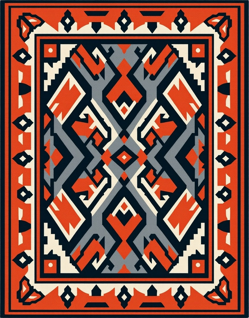 Bold Geometric Tribal Pattern Rug