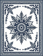 Intricate Floral Starburst Mandala Design Rug