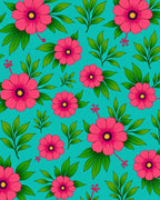 Bright Tropical Pink Floral Pattern Rug
