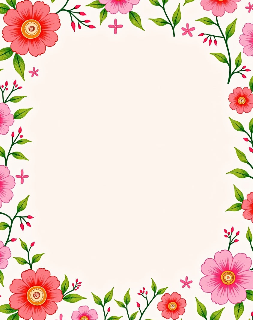 Floral Border Charm Rug
