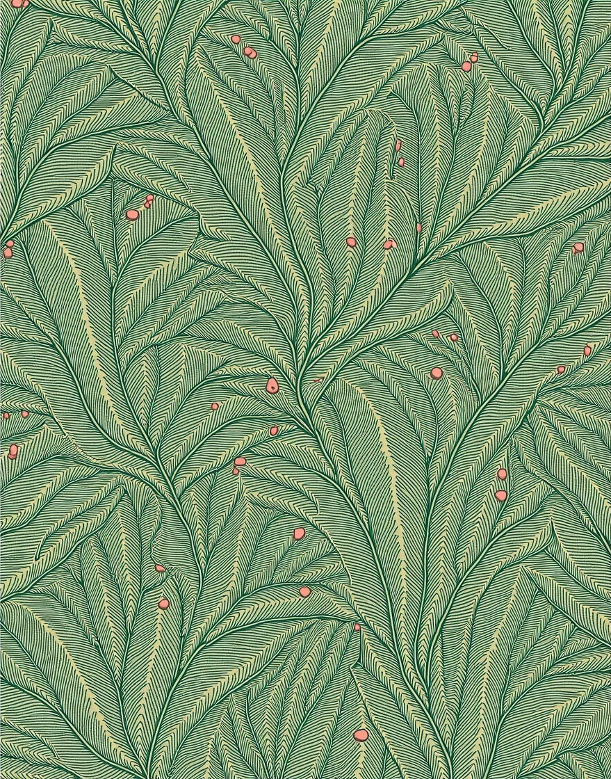Green Leafy Branch Pattern Rug