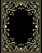 Elegant Floral Scrollwork Golden Border Rug