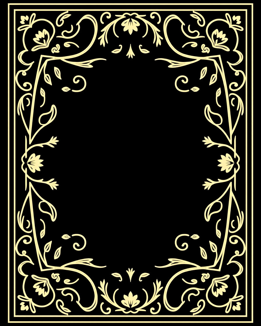 Elegant Floral Scrollwork Golden Border Rug