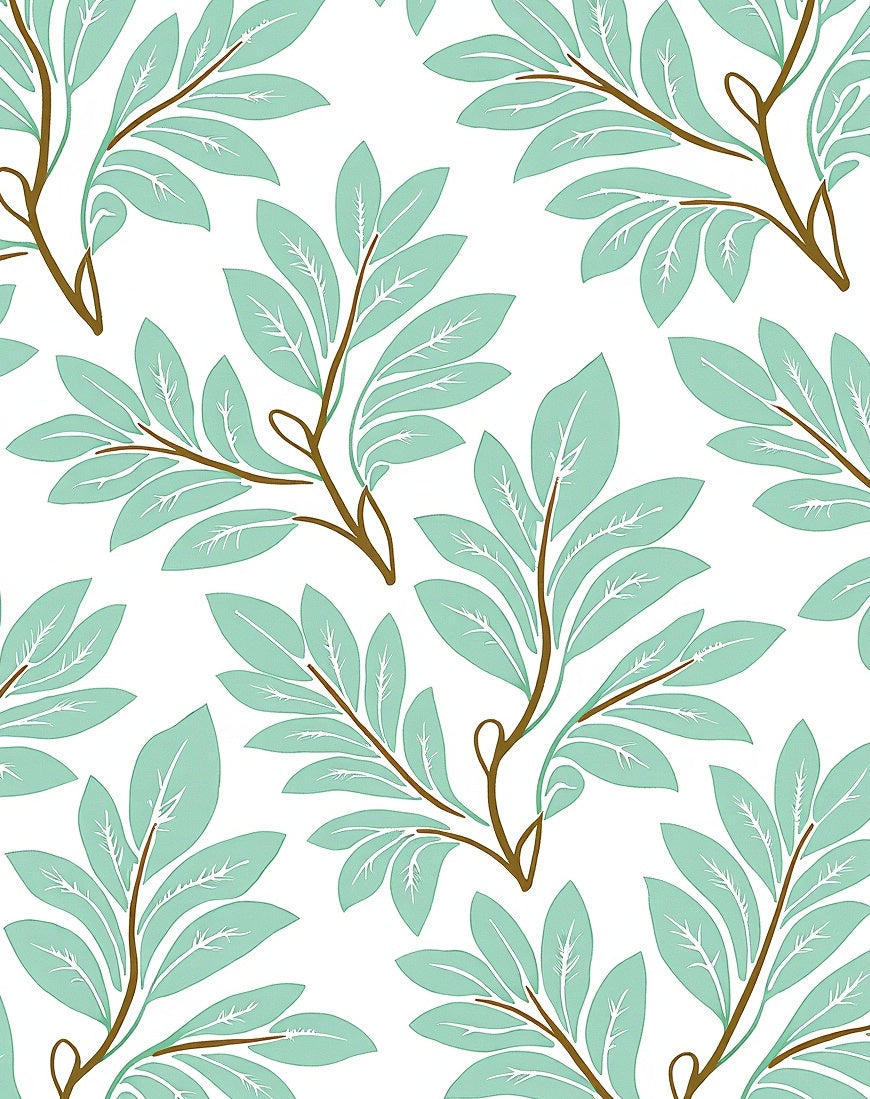 Mint Leaf Branch Pattern Rug