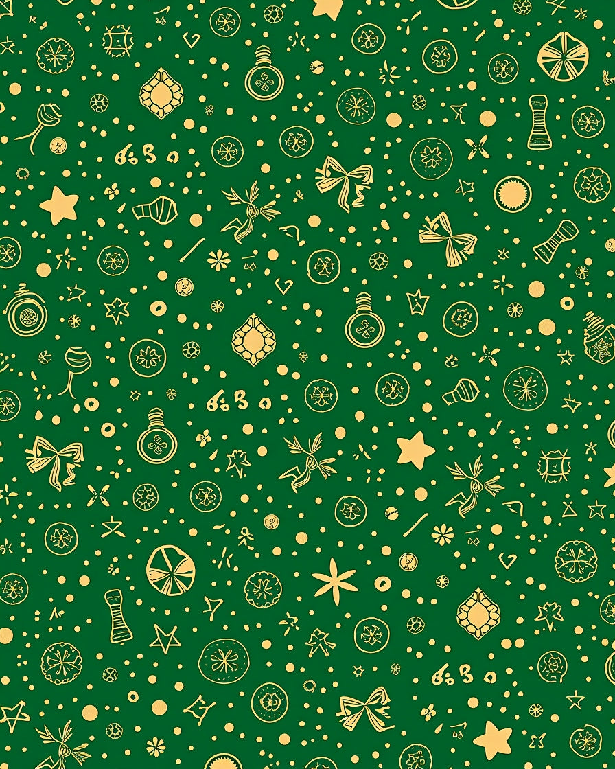 Emerald Gold Whimsical Holiday Icons Rug