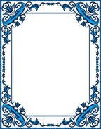 Blue Floral Swirl Elegant Scroll Frame Rug