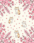 Whimsical Pink Floral Cat Pattern Rug