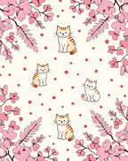 Whimsical Pink Floral Cat Pattern Rug