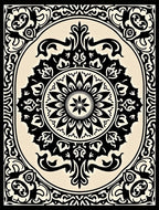 Black Cream Arabesque Ornament Rug