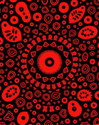 Abstract Red Organic Shapes Mandala Rug