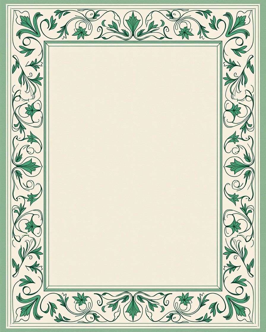 Classic Green Floral Vine Pattern Rug