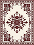 Deep Red Floral Tassel Border Rug