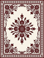 Deep Red Floral Tassel Border Rug