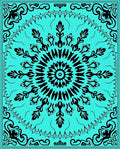 Bold Black Floral Mandala Design Rug