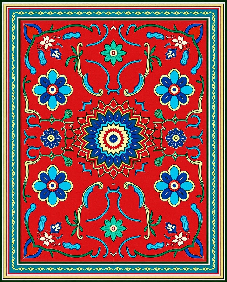 Vibrant Floral Mandala Pattern Rug
