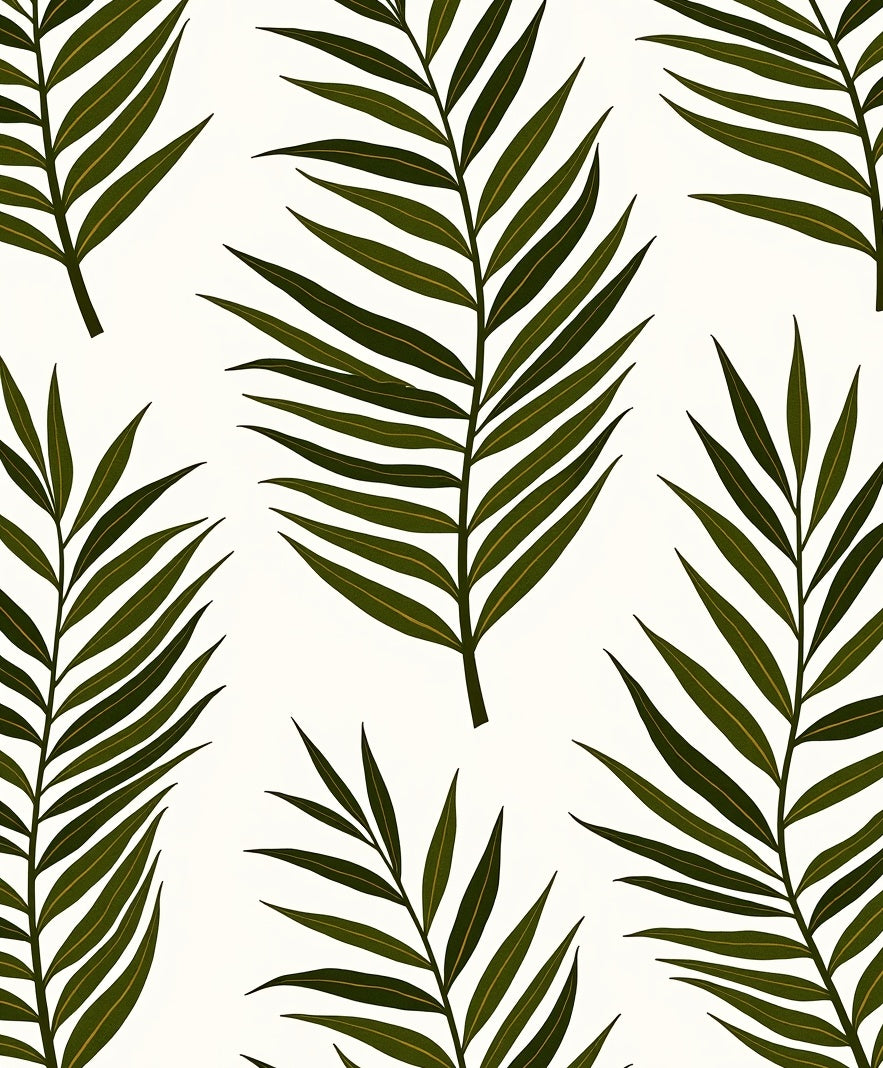 Tropical Leaf Patterned Green Rug
