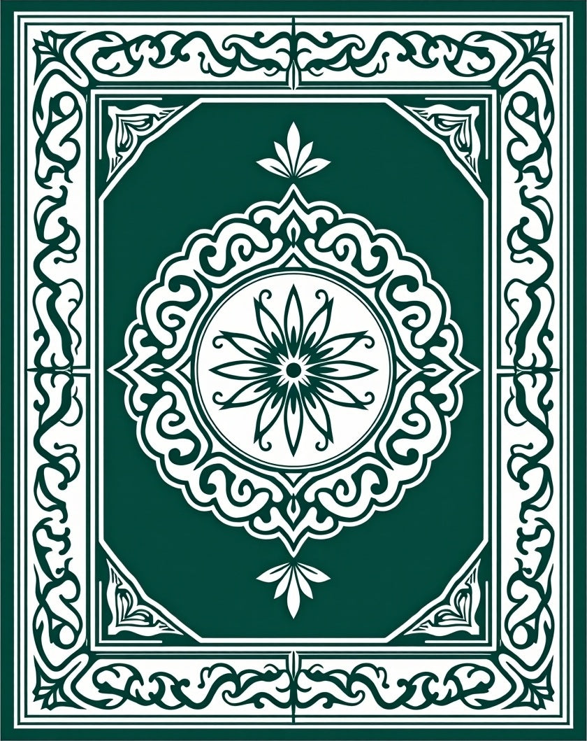 Emerald Green Intricate Scrollwork Pattern Rug