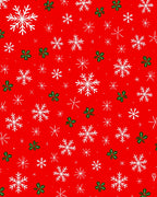 Red Snowflakes with Green Accents Rug