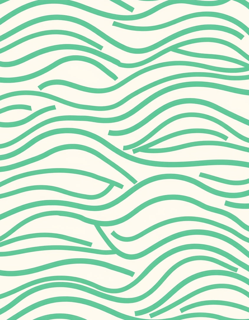 Minimalist Green Wave Pattern Rug
