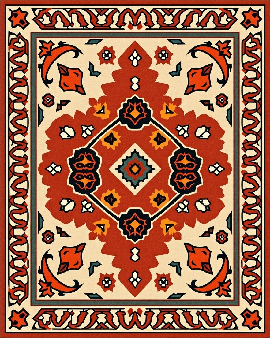 Intricate Red Floral Medallion Rug