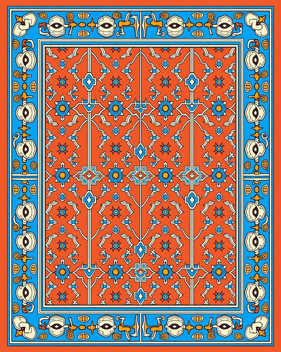 Ornate Floral Geometric Pattern Rug