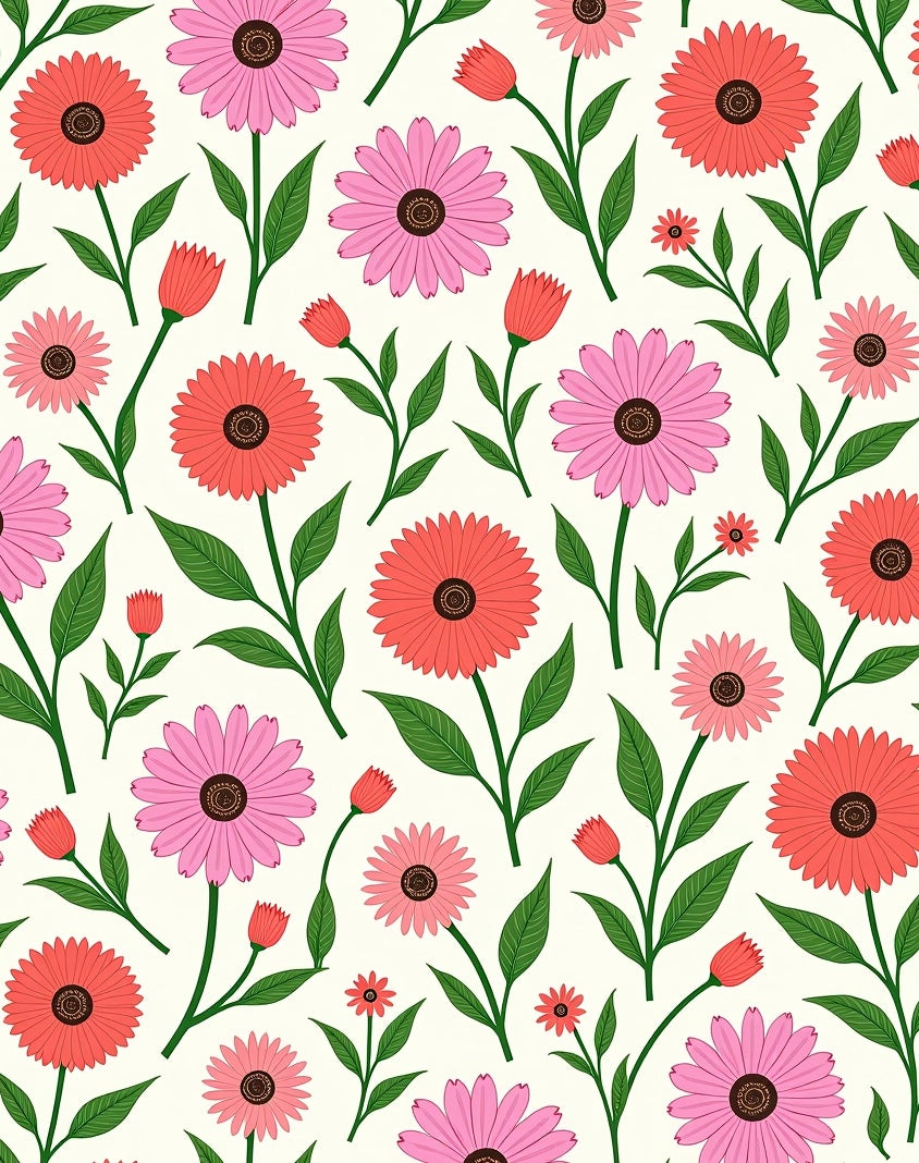 Pink Coral Flower Pattern Design Rug