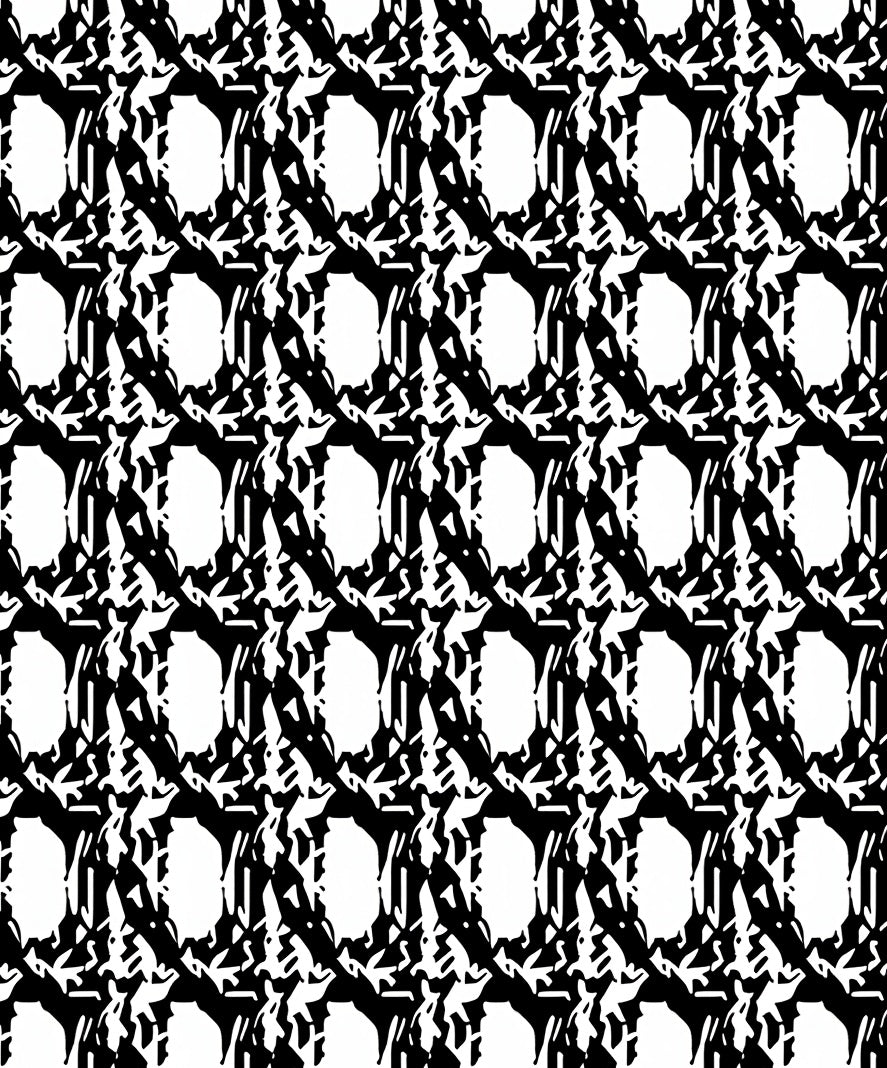 Abstract Black White Organic Pattern Rug