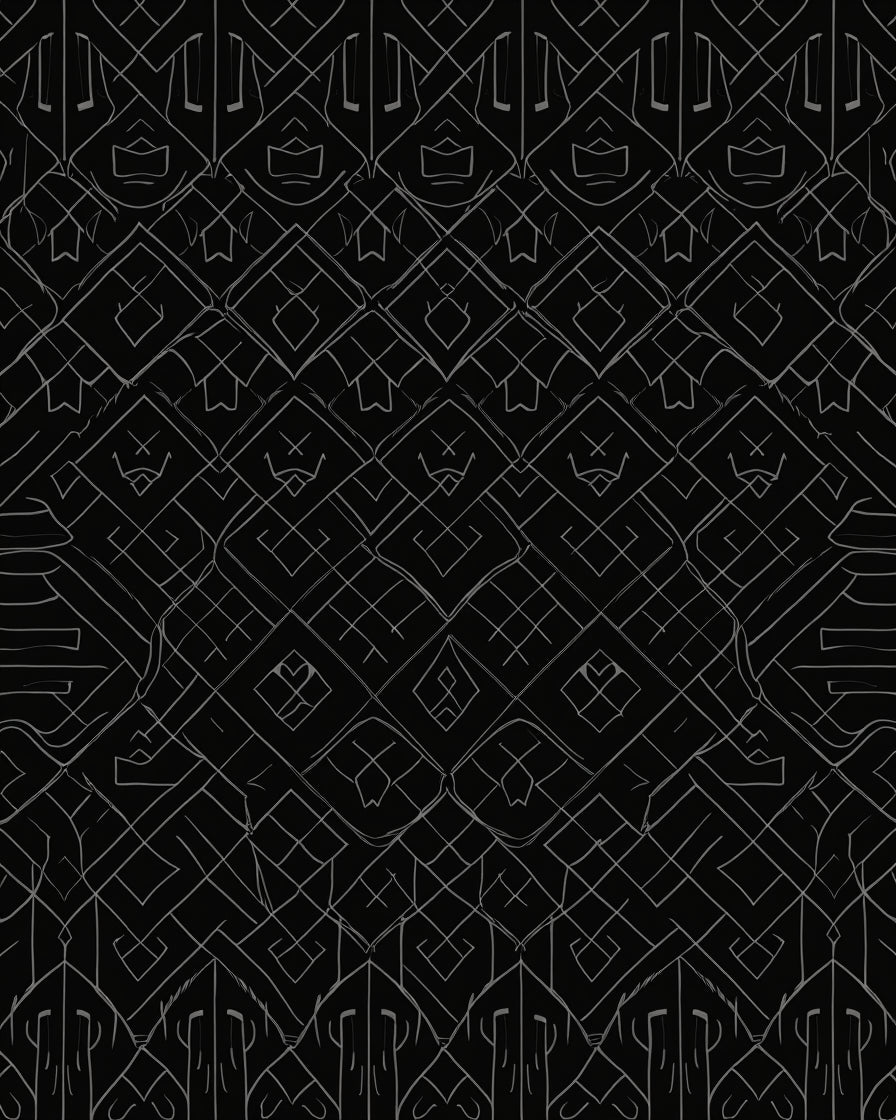Dark Geometric Lattice Abstract Design Rug