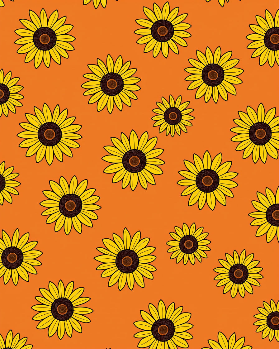 Golden Yellow Sunflowers on Orange Background Rug