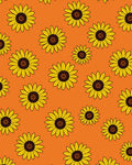 Golden Yellow Sunflowers on Orange Background Rug