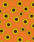 Golden Yellow Sunflowers on Orange Background Rug