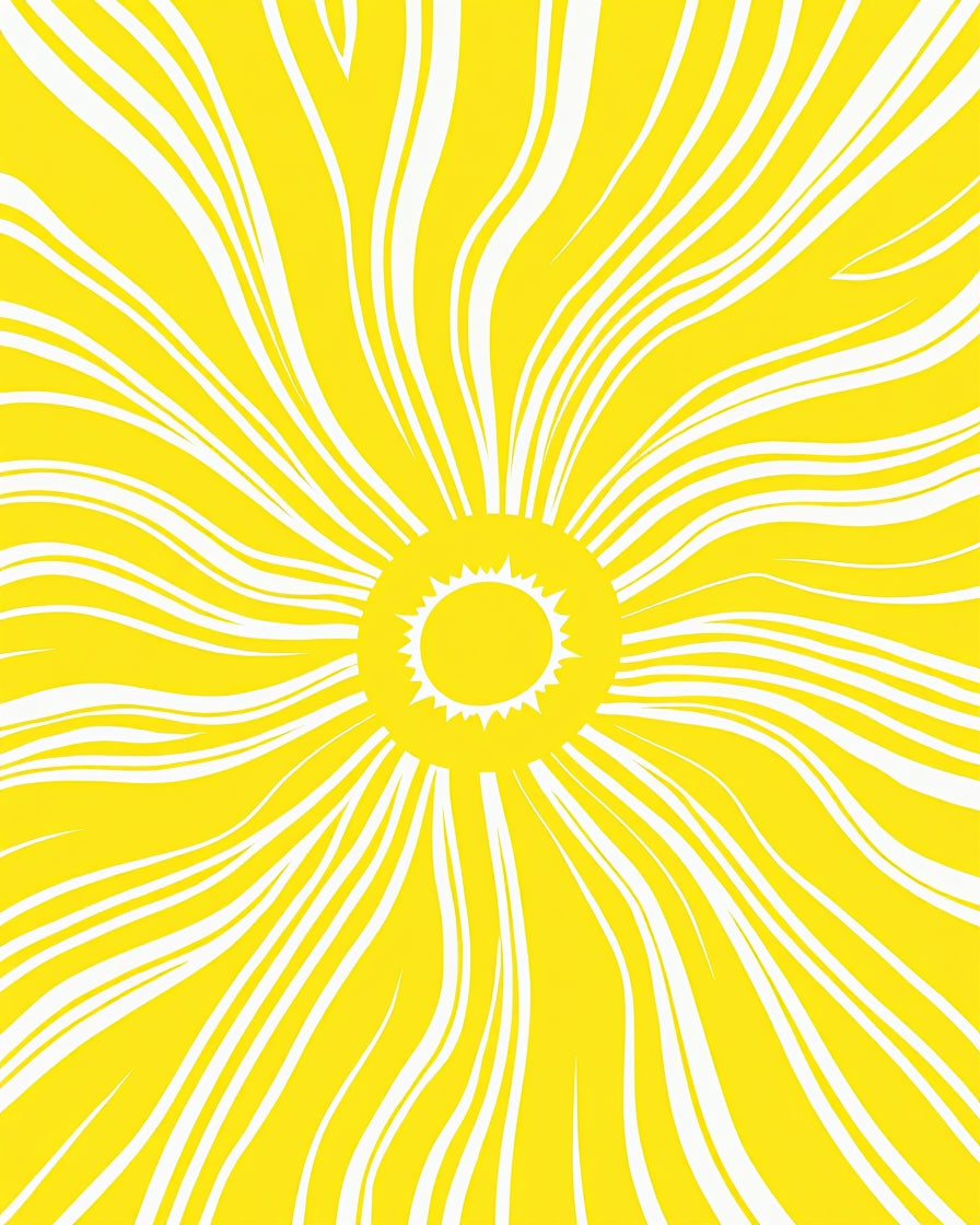 Radiant Yellow Sunburst Curved Lines Rug