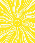 Radiant Yellow Sunburst Curved Lines Rug