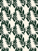 Dark Green Leaf Patterned Rug