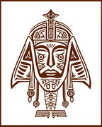 Tribal Warrior Brown Face Art Rug