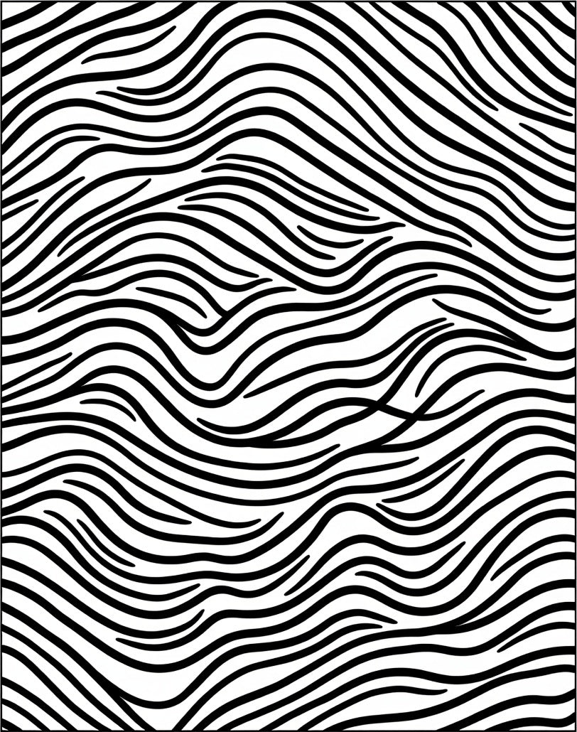 Black White Wavy Stripe Pattern Rug