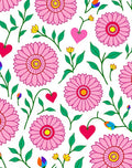 Vibrant Pink Daisy Heart Pattern Rug