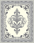 Elegant Floral Scroll Border Design Rug