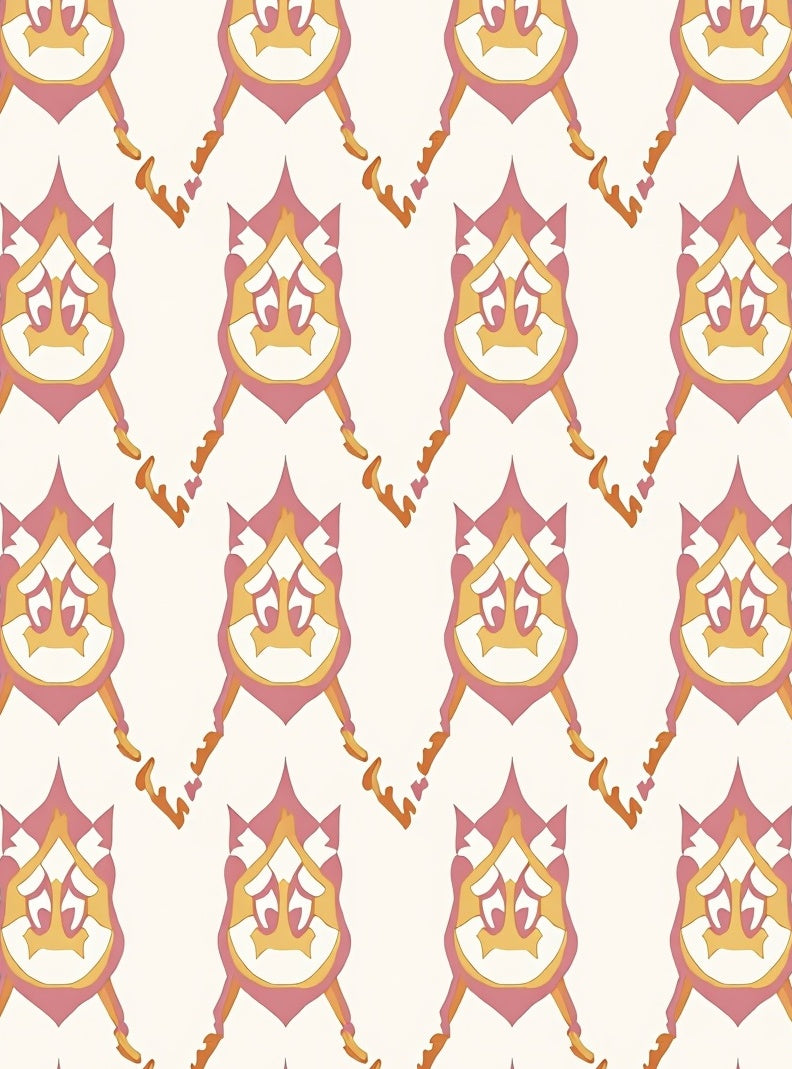 Pink Gold Abstract Floral Pattern Rug