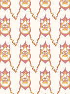 Pink Gold Abstract Floral Pattern Rug