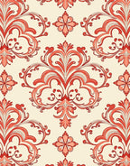 Coral Floral Scrollwork Pattern Rug