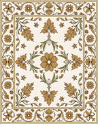 Ornate Floral Leaf Pattern Design Rug