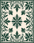 Ornate Leaf Scrollwork Square Design Rug