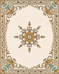 Golden Floral Swirl Border Design Rug