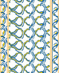 Banded Blue Yellow Abstract Swirl Pattern Rug