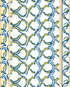 Banded Blue Yellow Abstract Swirl Pattern Rug