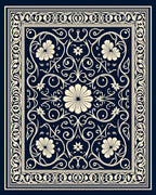 Elegant Floral Swirls Inset Design Rug