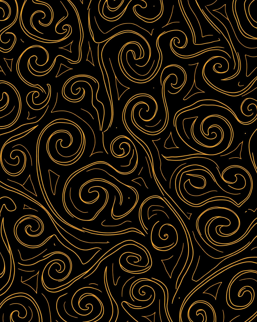 Black Gold Swirl Abstract Pattern Rug